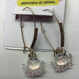 Betsey Johnson New White Octopus Earrings